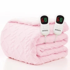 JKMAX Heated Electric Blanket King Size-100"x90" Heating Blanket with 10 Heat...