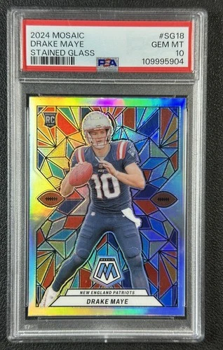 DRAKE MAYE PSA 10 2024 PANINI MOSAIC #SG-18 ROOKIE STAINED GLASS PRIZM SP RC 904