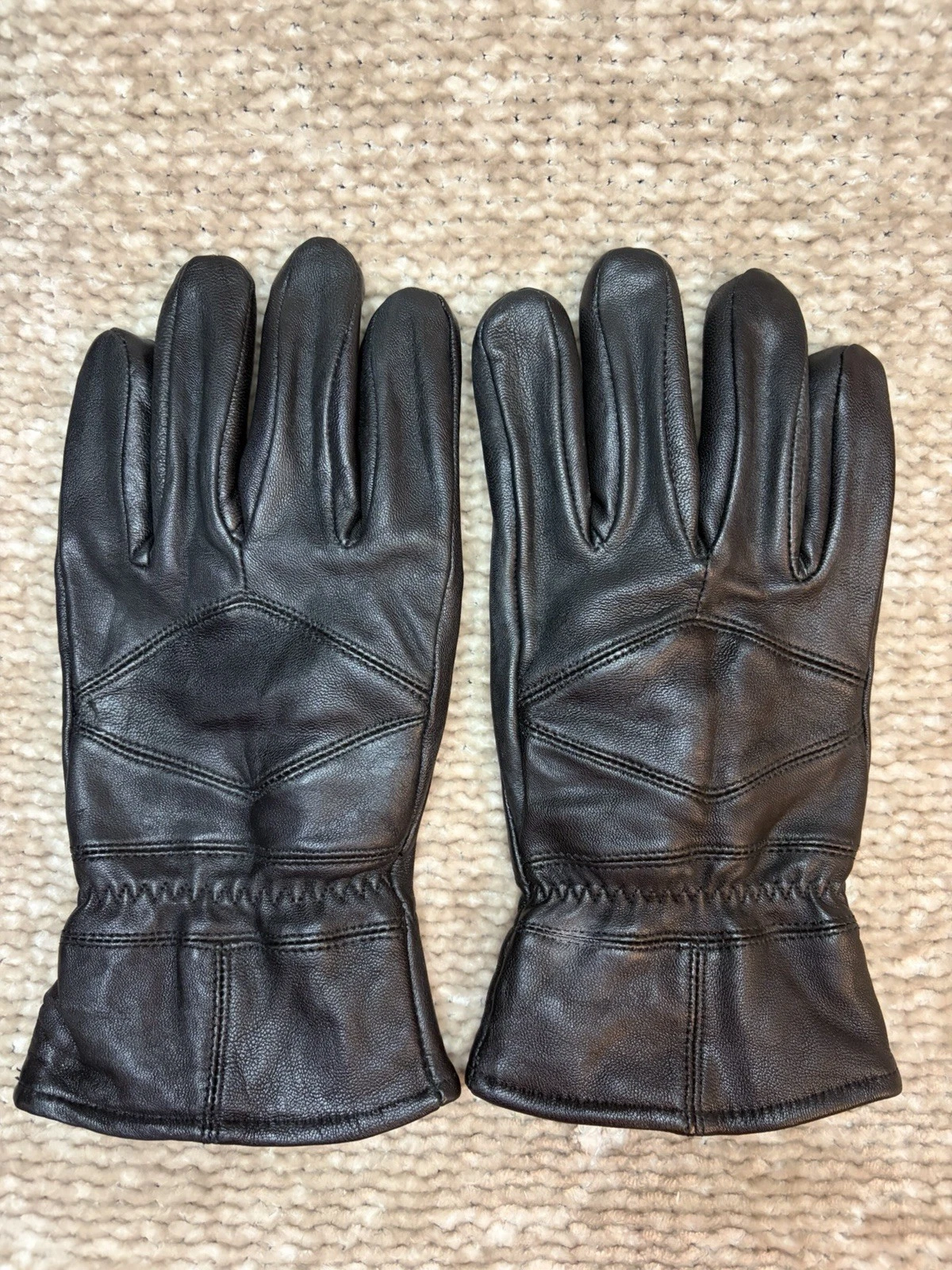 Men’s XL Black Leather Gloves Thinsulate Insulated Winter Warm Soft Lined