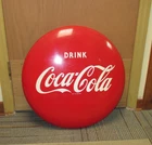 Vintage COCA-COLA  24" Button Soda Sign 50s Not Porcelain Very Clean ~ 9+ LQQK!