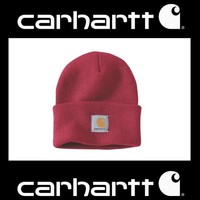 Original ! Carhartt Unisex Herren Damen MüTze A18 Rippstrick Beanie Indystry Red