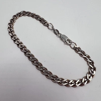 Bracelet chaîne en argent sterling 925 doré marqué plaqué or délavé 5,31 g - Photo 1/4