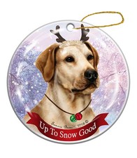 Holiday Pet Gifts American Yellow Lab Dog Porcelain Christmas Ornament