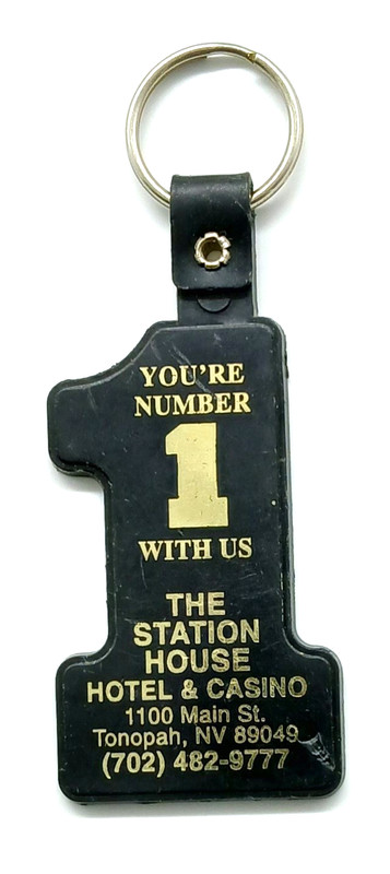 Vintage The Station House Hotel Casino Tonopah Nevada Keychain Keyring