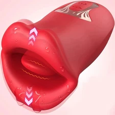 2 in 1 Clit Nipple Biting Vibrator Mouth Tongue Clitoral Stimulator Sex Toy