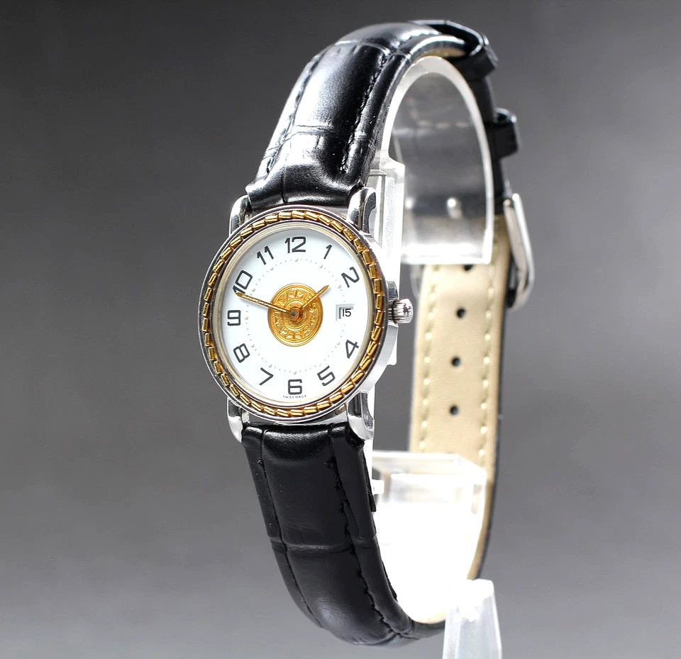 [Near MINT] Vintage HERMES Serie 27mm White Dial Gold Date Quartz Women's Watch - Image 3 of 4