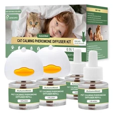 Cat Calming Pheromone Diffuser Set, Pet Calming Plug-in Kit (2 Diffusers + 4 ...