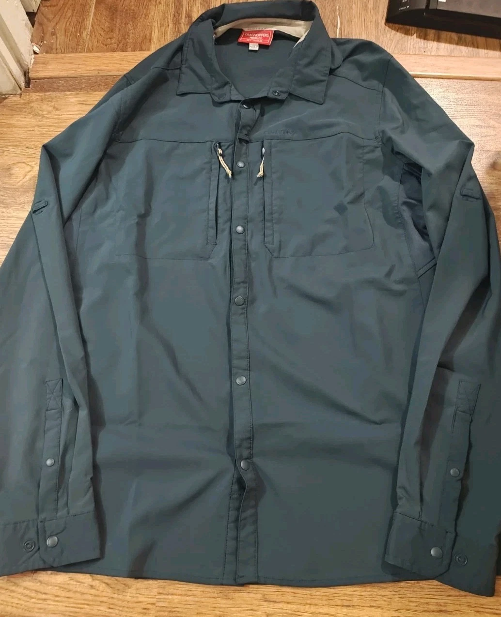 Craghoppers NosiLife Pro V Shirt Mens Large Ocean Blue Hiking Long Sleeve