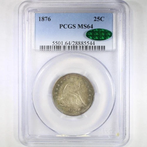 1876 25C PCGS/CAC MS64 - Liberty Seated Quarter