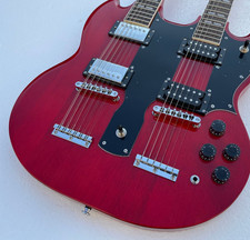 Double Neck 6 12 String Electric Guitar Bone Nut Glossy Finished Solid Body