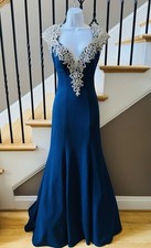 La Femme Prom Dress 21271 Size 4 Petite 4P Sapphire Blue Mermaid Prom Pageant