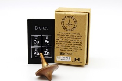 ForeverSpin Bronze Metal Spinning Top #348726 Box Pouches Made in Canada