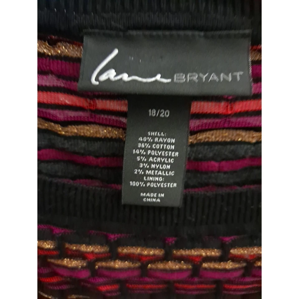 Lane Bryant свитер платье 18/20 в полоску квадратный вырез трикотажа золото колена десятый Pnk черный - Изображение 3 из 4