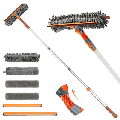 2-in-1 Window Cleaner Tool, 64'' Window Squeegee for Home, Window Cleaning Sq...