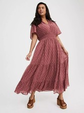 Torrid Maxi Dress Ruffle Neckline Ditsy Floral Mauve NWT New 4X