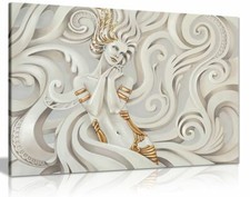 Cream Abstract Fantasy Woman With Gold Hair Canvas Wall Art Picture Print
