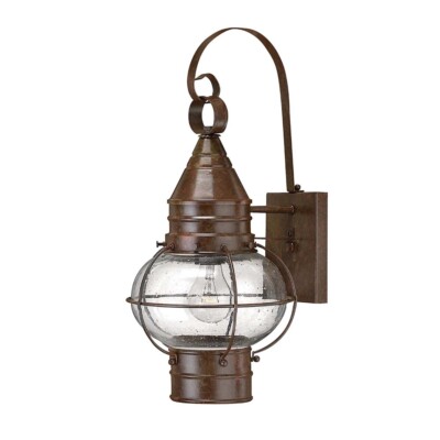 Außenleuchte Wandlampe Messing Glas Bronze H 45,7 cm 1 Flammig IP23 Hofleuchte
