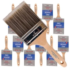 12-Pack - 4" Flat Brushes for All Latex and Oil Paints & Stains