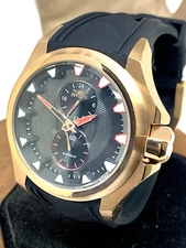 Invicta Men's Watch 38015 S1 Rally Quartz Black Dial Rose Gold Rubber Band 47mm