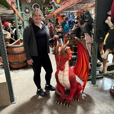 Sitting Small Red Dragon Resin Statue Medieval Fairytale Theme Display Prop