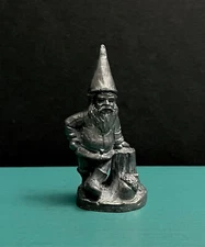 Michael Ricker Pewter Gnome Leprechaun Forest Stump Mythical Mini Art Figurine