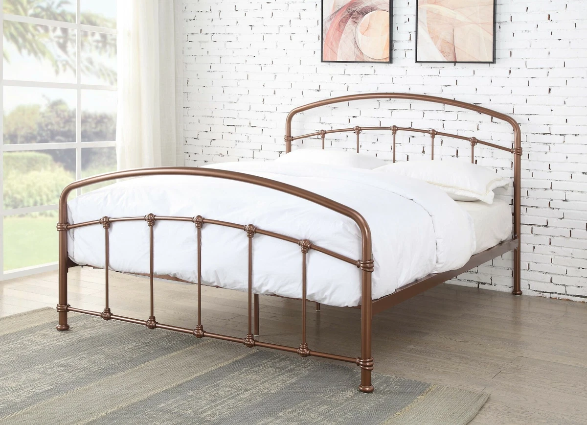 Retro bed frame Antique rose gold metal tube style.Rustic