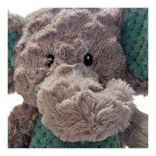 Spark Create Imagine Elephant Grey Green Stuffed Animal Rattle 15" Crinkle Ears