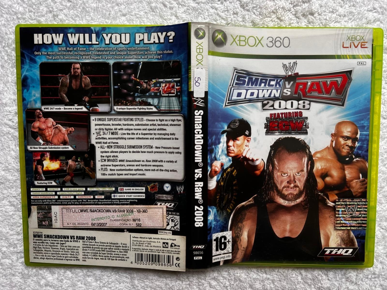 WWE Smackdown vs Raw 2008 Microsoft Xbox 360 FREE REGION English CIB