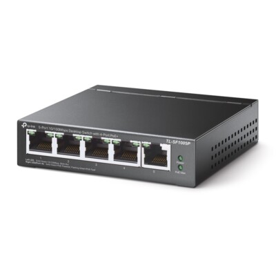 TP-Link TL-SF1005P 5-Port 10/100 Desktop Switch 4x PoE schwarz BRANDNEU
