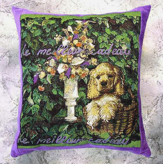 Housse de coussin chien caniche pour décoration salon et fauteuil rétro