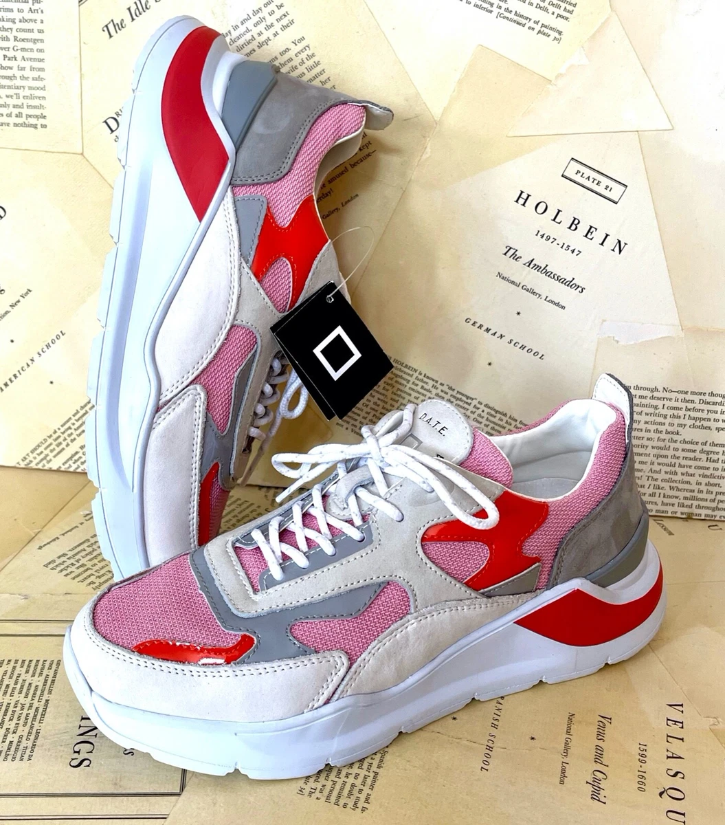 D.A.T.E. DATE Sneakers Platform Dad Pink Gray Red White Mix Material 8.5 NWT