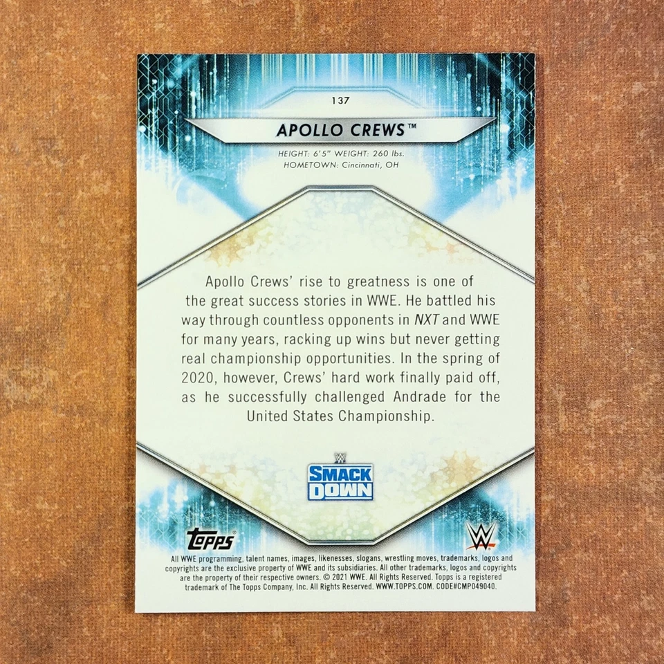 2-12-11 PWE. 2021 wwe foilboard parallel #137 apollo crews - Image 2 of 2