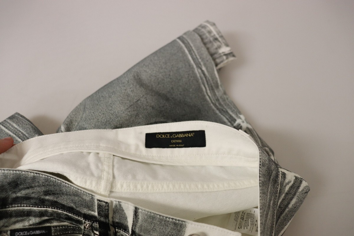 DOLCE & GABBANA Jeans Cotton Grey Washed High Waist Denim Pants