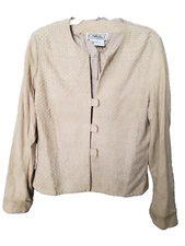 Carlisle Tan 100% Suede Basketweave Snap-Up Jacket Size 12 Vintage