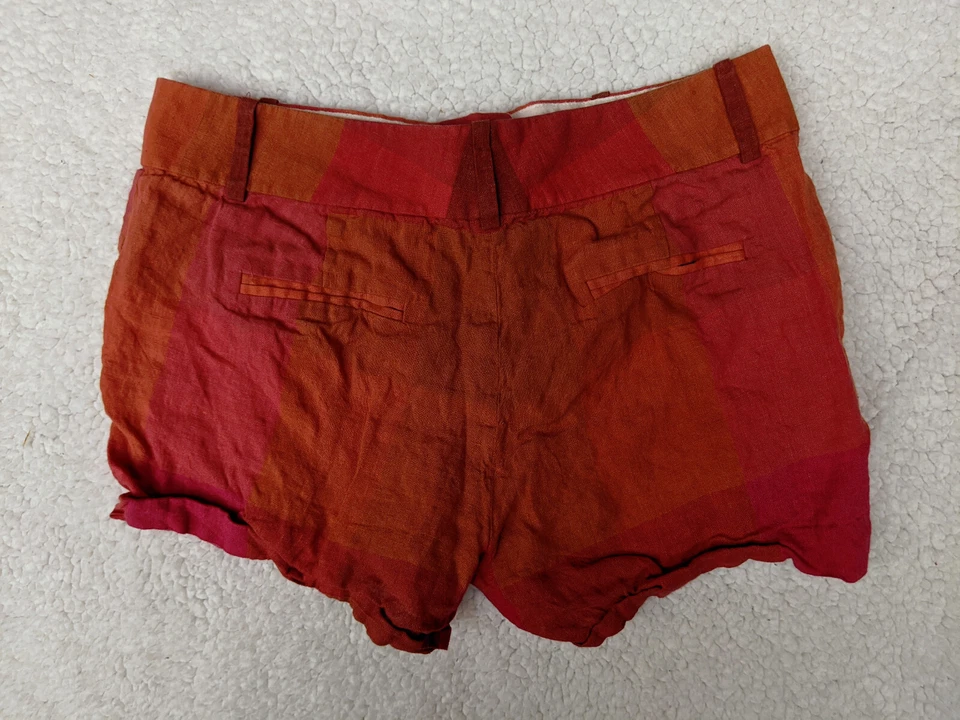 Pantalones cortos J Crew 100 % lino para mujer 2 naranjas tiro medio Foto 2 de 4