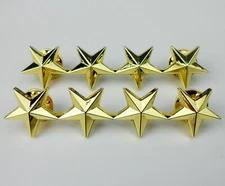 Metal Pair Military Golden Four Star collar badge insignia Stars Pins