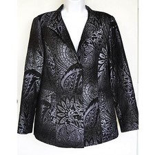 Women's Chico's Brocade Jacket, Black-Blue Paisley, NWT Size 0 Small NICE