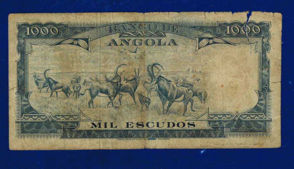 Angola Banknotes 1000 ESCUDOS 1962 GOOD GRADE 451724 ES-1 - Image 2 of 2