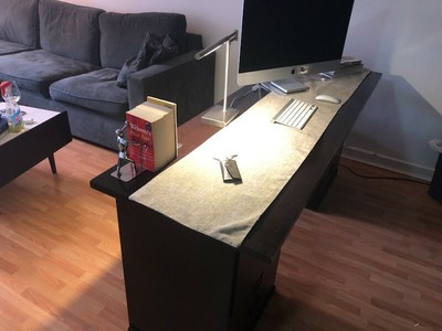 Used Pottery Barn Bedford Expresso Color 23 X 68 5 Drawer Desk Ebay