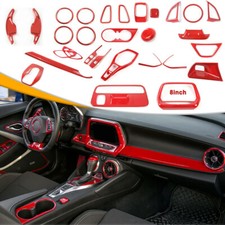 Red Interior Full Set Decoration Cover Bezels Trim Kits For Chevrolet Camaro 17