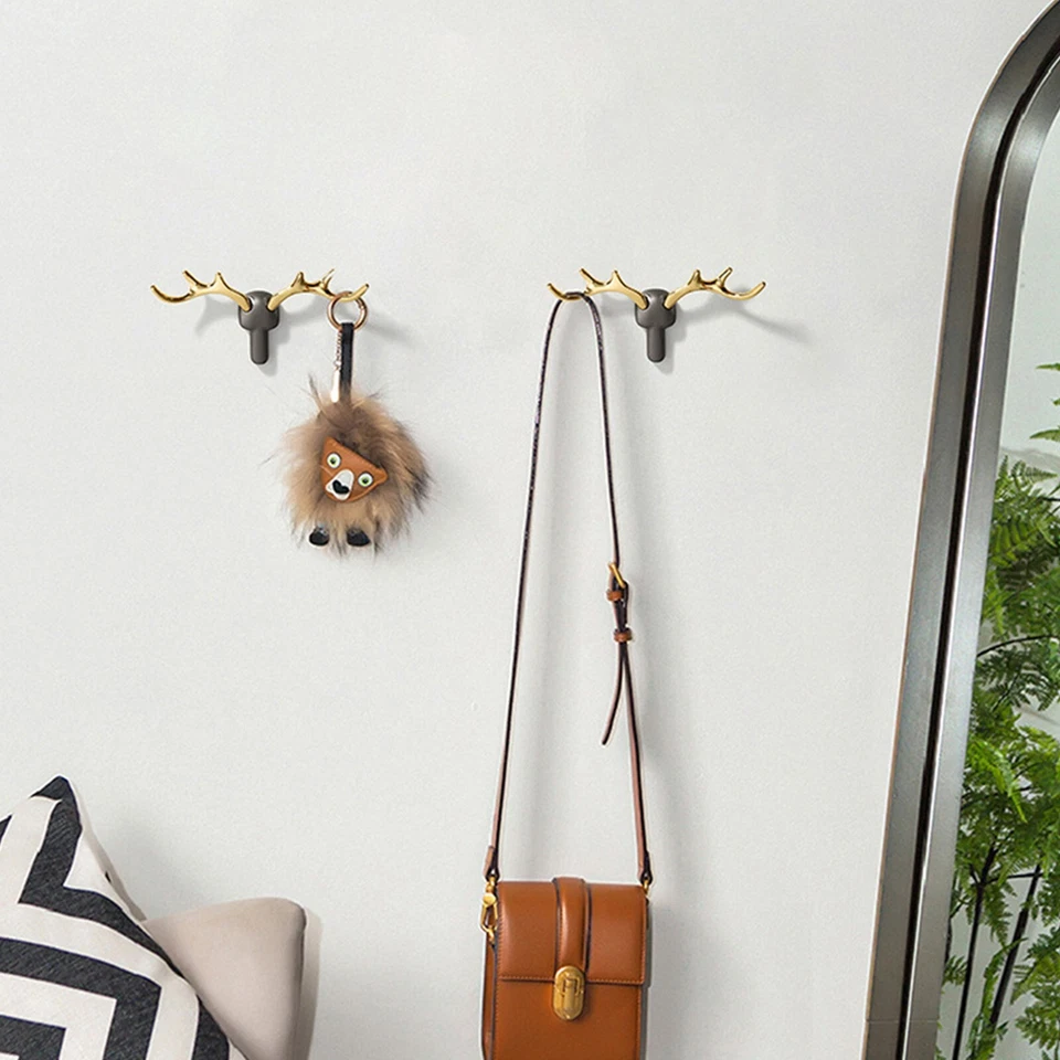 Gancho de cuerno de ciervo moderno MFYS estilo nórdico gancho de abrigo dorado brillante gancho para toallas de baño Foto 4 de 4