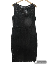 Sz XL NEW Candalite Sleeveless Black Lace Midi Dress Bodycon Pencil STRETCH NWT