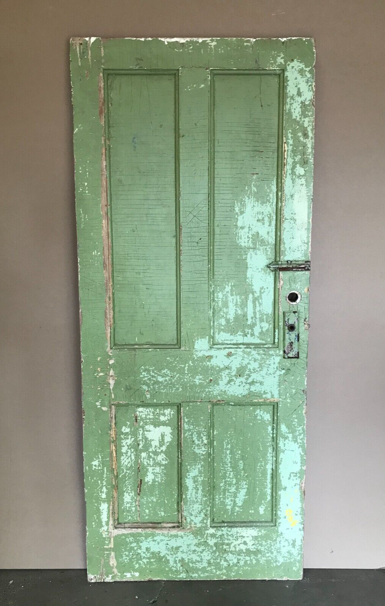 1 Antique Exterior 34x80 Decorative Oak Double Arch Wood Door VTG