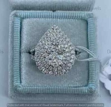 2.20 Ct Round Cut Real Moissanite Wedding Pear Shape Ring 925 Sterling Silver