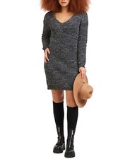 MSRP $89 Tape V-Neck Sweater Dress Charcoal Size Medium