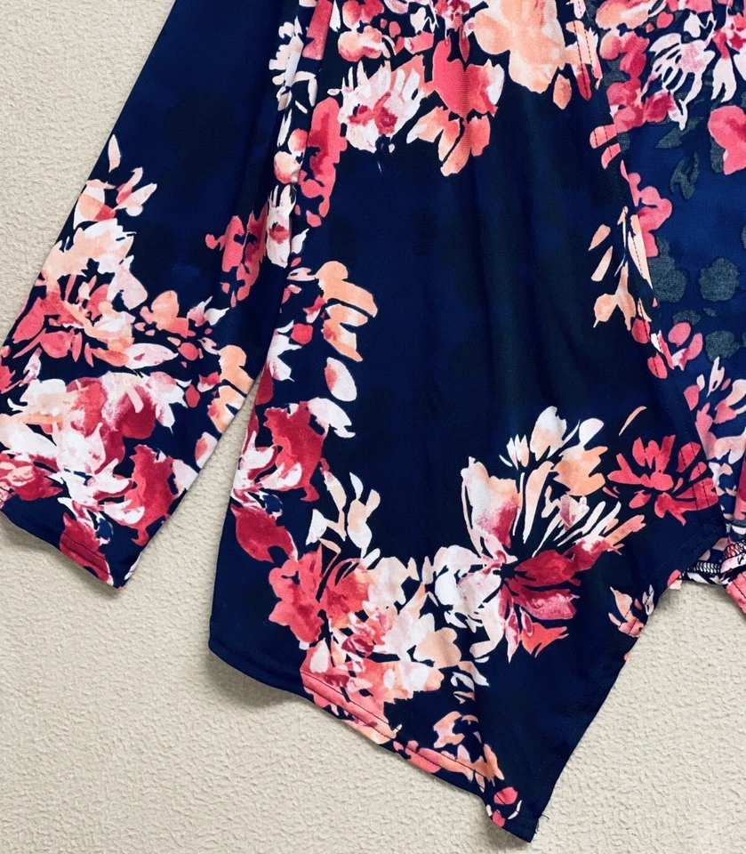 Cárdigan corto Covington frente abierto cubierta talla 14 cuentas floral manga 3/4 Foto 4 de 4