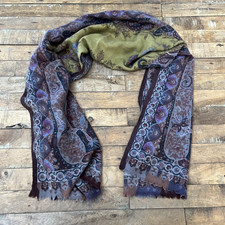 Vintage Etro Milano Cashmere Silk Blend Scarf Multicolor Paisley Pattern Italy