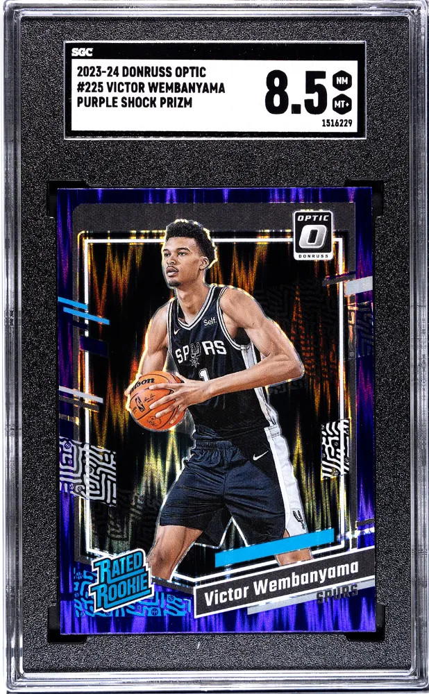 2023 Donruss Optic Victor Wembanyama #225 Purple Shock Prizm SGC 8.5