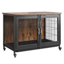 Large Heavy Duty Dog Crate Furniture Wooden Kennel Cage with Tray End Table