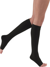 Relief Knee High 30-40 Mmhg Compression Stockings, Open Toe, Black, Large